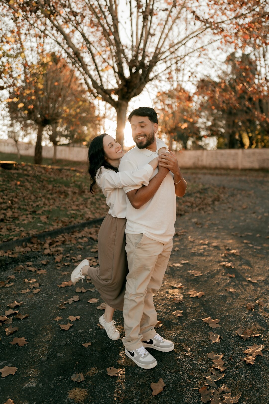 couple dancing tango in park